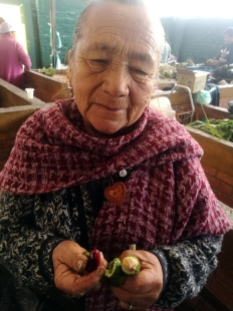 Doña Ana Silvia Garzón, tiene 35 años vendiendo en la plaza.